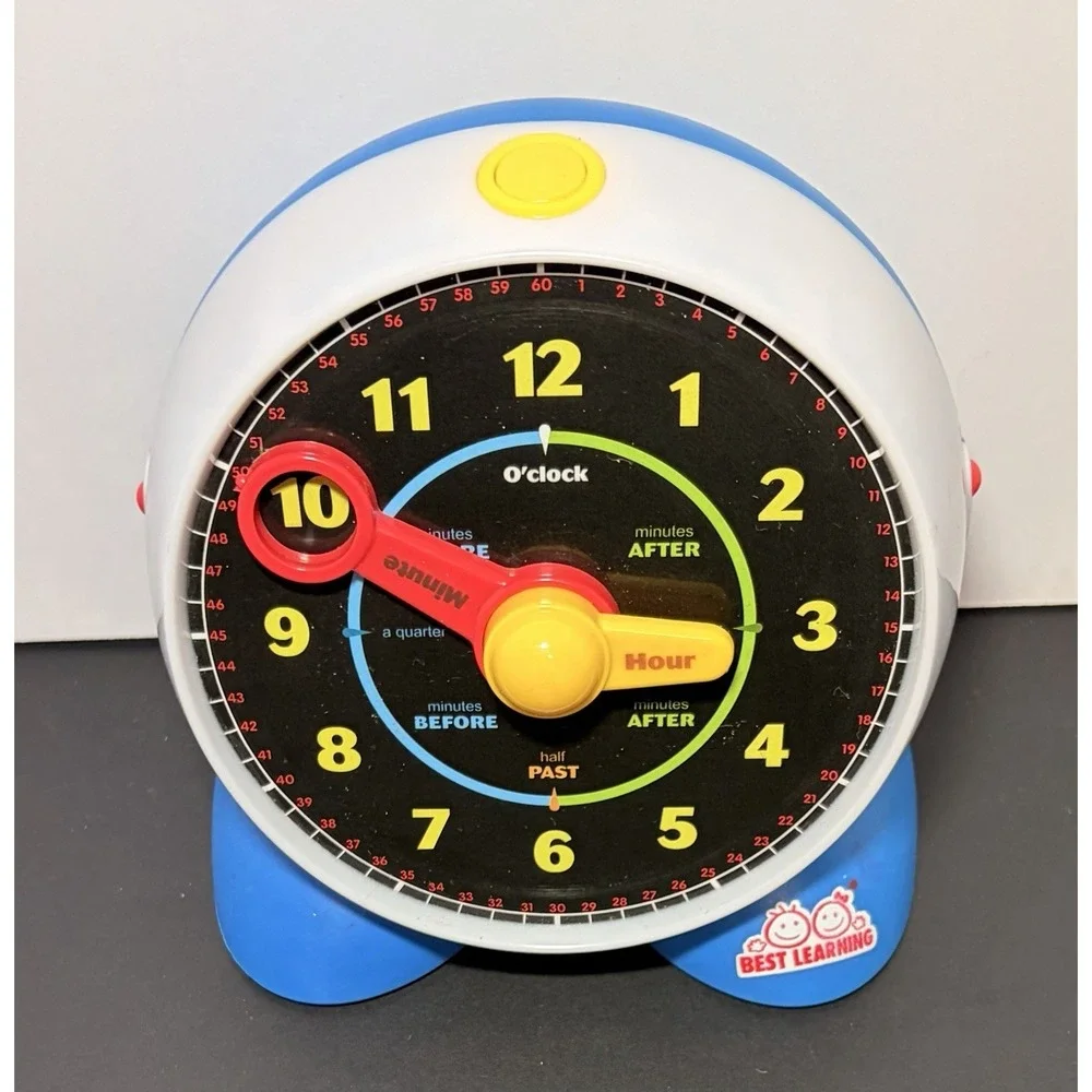 BEST LEARNING Time Telling Toy Clock Blue/White Educational Interactive 2019